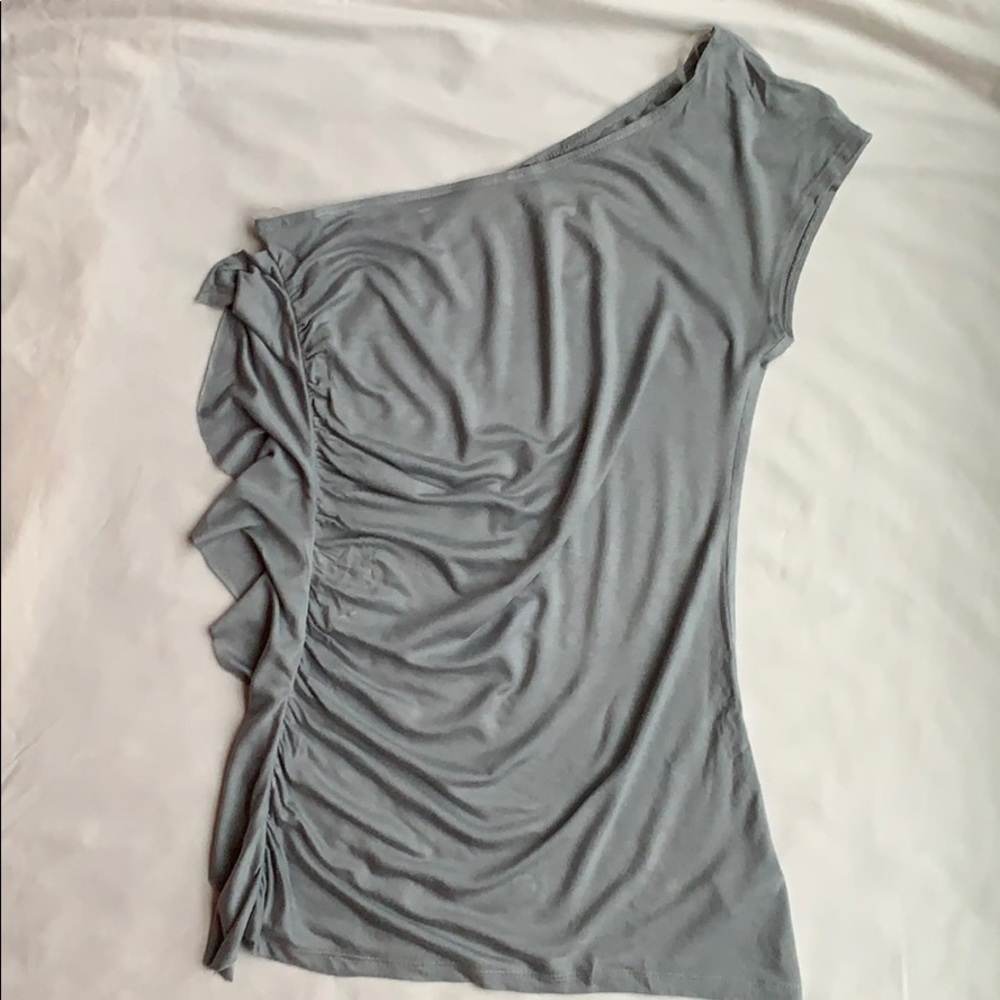 Lily Bleu off shoulder side ruffle top